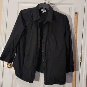 24W Talbot's woman black button down shirt blouse